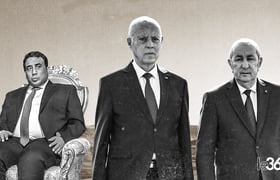 الرئيس التونسي قيس سعيد والرئيس الجزائري عبد المجيد تبون ورئيس المجلس الرئاسي الليبي محمد المنفي