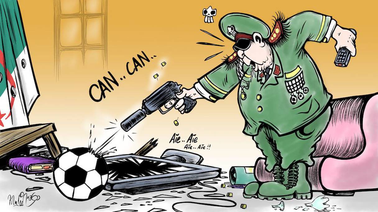 كاريكاتير: الإقصاء من "الكان" يُصيب العسكر الجزائري بالجنون
