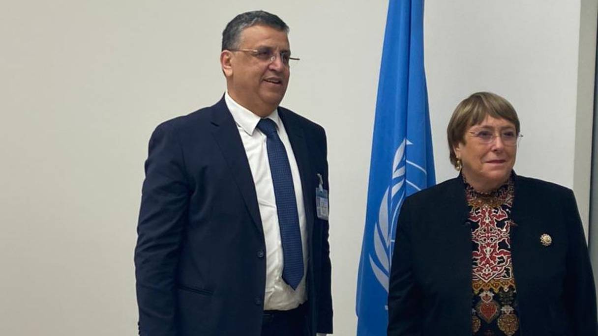 وزير العدل، عبد اللطيف وهبي رفقة مفوضة الأمم المتحدة السامية لحقوق الإنسان ميشيل باشيليت
