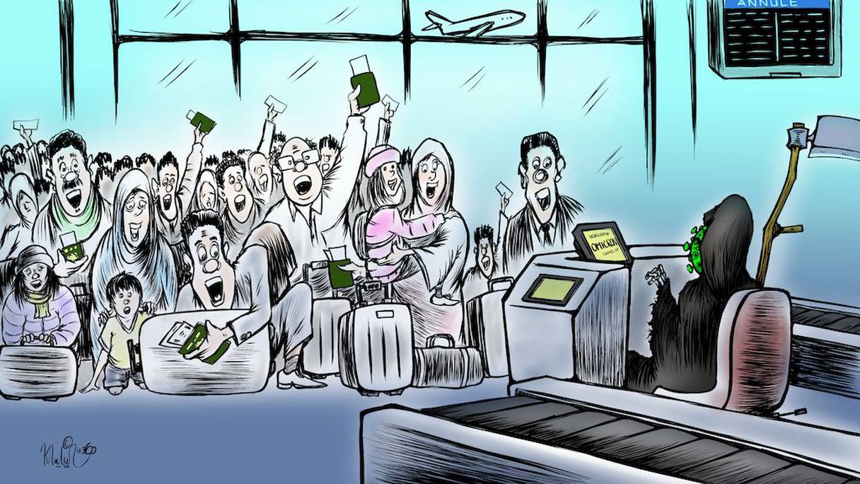 كاريكاتير: متحور "أوميكرون" يرخي بظلاله على الرحلات الجوية عبر العالم
