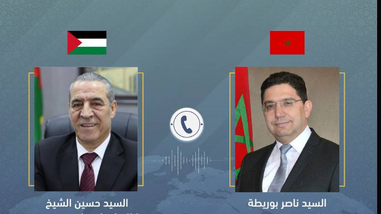 وزير الخارجية ناصر بوريطة يجري اتصالاً هاتفياً مع أمين سر اللجنة التنفيذية لمنظمة التحرير الفلسطينية حسين الشيخ.