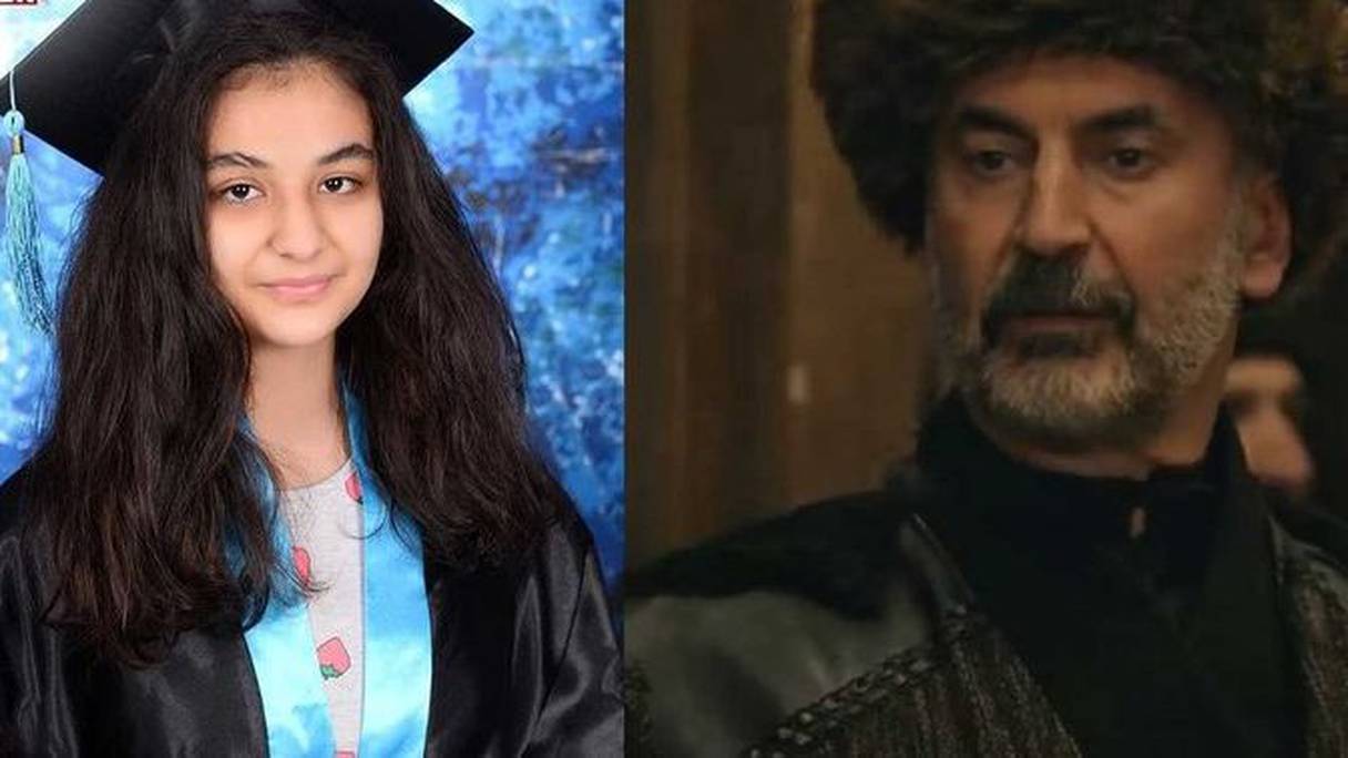 الممثل التركي نور الدين أوتشار وابنته
