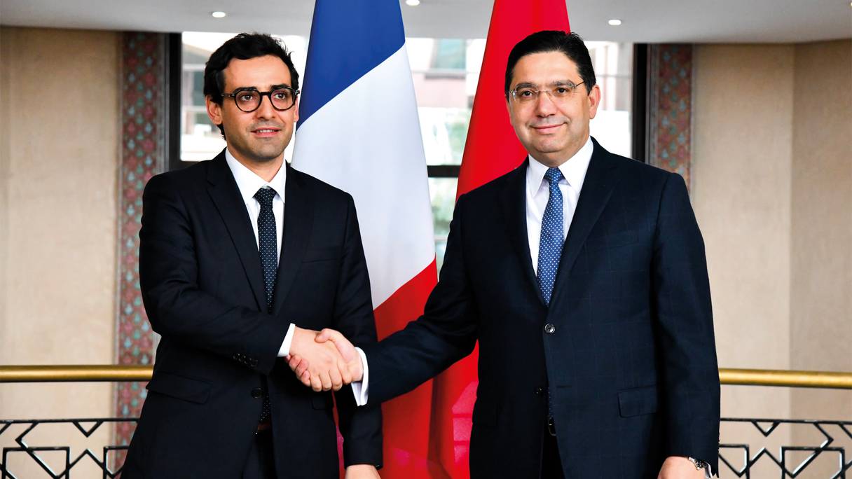 Nasser Bourita, ministre des Affaires étrangères, et son homologue français, Stéphane Séjourné, le lundi 26 février 2024 à Rabat.