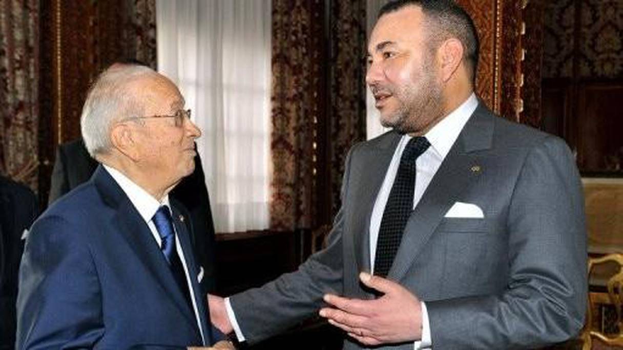 الملك محمد السادس والرئيس التونسي باجي قائد السبسي
