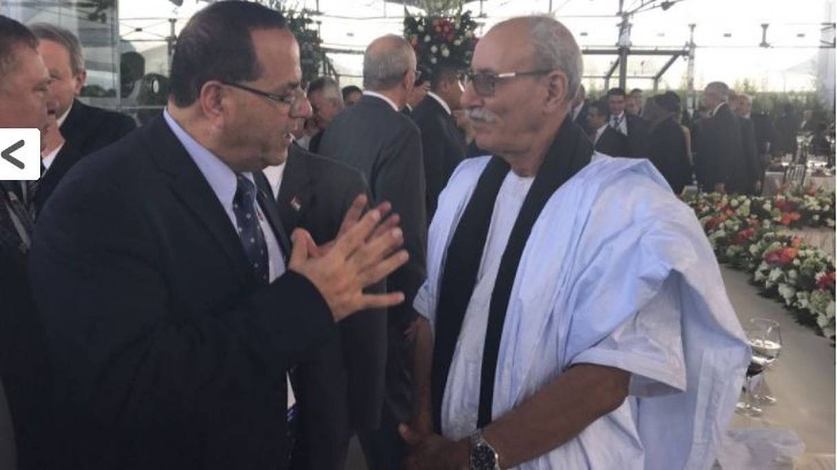 رئيس جبهة "البوليساريو"، إبراهيم الغالي رفقة الوزير الإسرائيلي أيوب قرا
