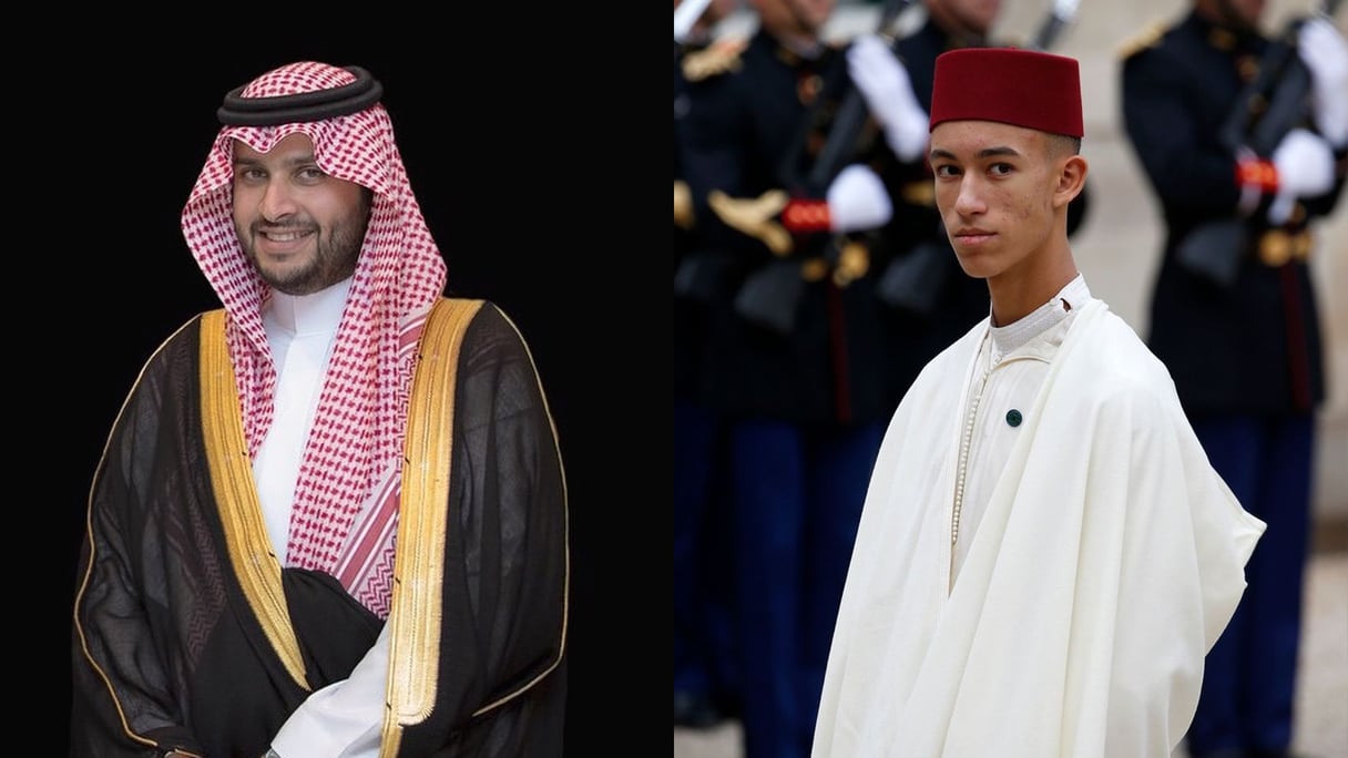 Le prince héritier Moulay El Hassan et le prince Turki Ben Mohammed Ben Fahd Ben Abdulaziz, ministre d’Etat saoudien, membre du Conseil des ministres.