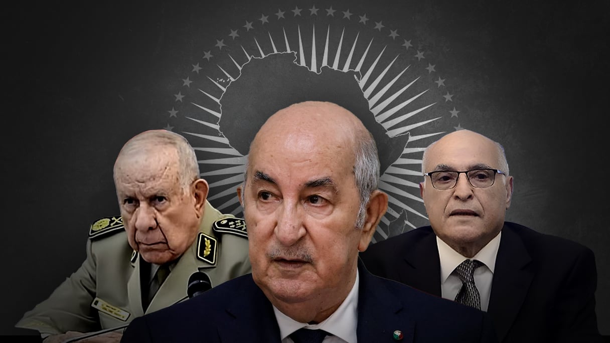 Le chef de l'armée algérienne, Saïd Chengriha, le président Abdelmadjid Tebboune et le ministre des Affaires étrangères, Ahmed Attaf.