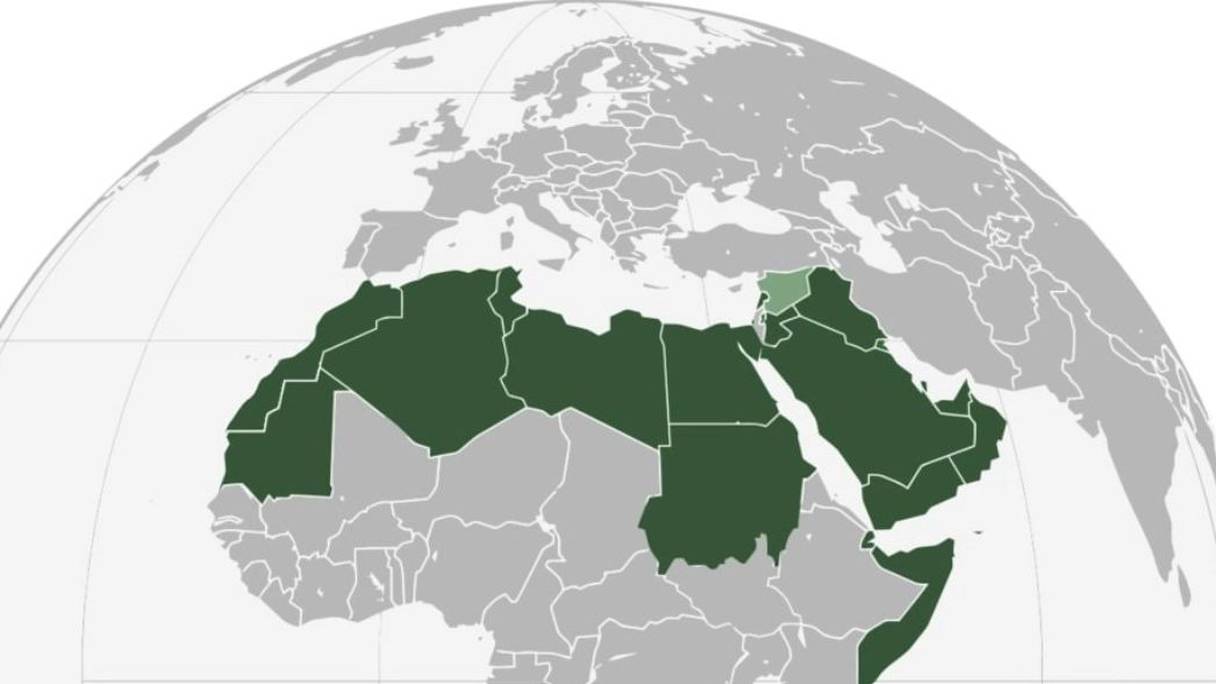 خريطة الدول الأعضاء في جامعة الدول العربية بينها المملكة المغربية
