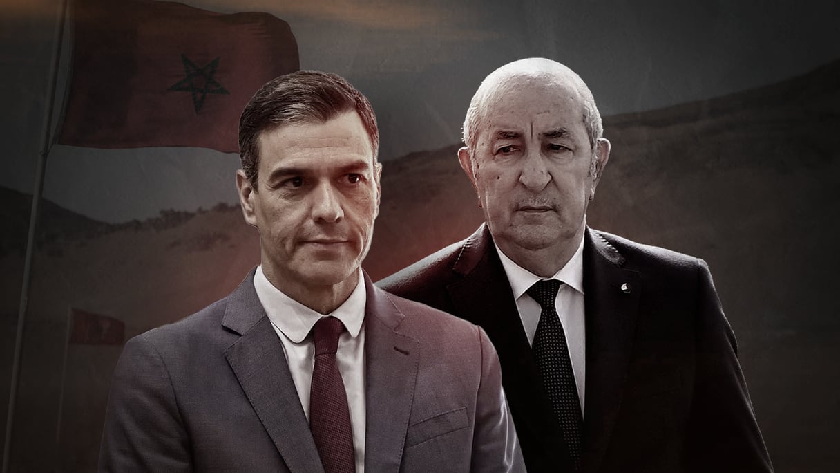 Le chef du gouvernement espagnol, Pedro Sanchez, et le président algérien, Abdelmadjid Tebboune.