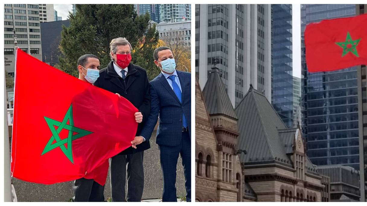 العلم المغربي يزيّن مبنيي برلمان أونتاريو بكندا
