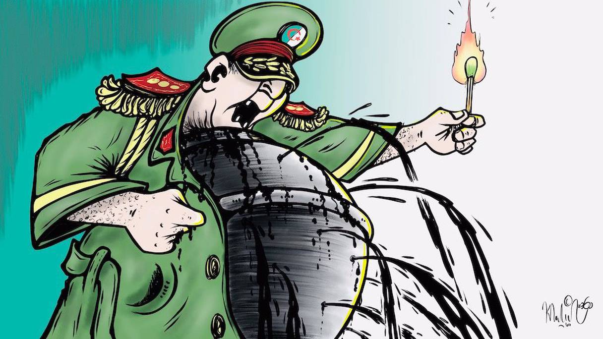 كاريكاتير: العسكر الجزائري الطاعن في السن يسير بالبلاد نحو الهلاك
