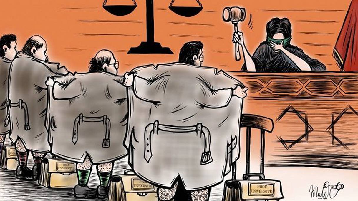 كاريكاتير: تقديم 5 أساتذة أمام النيابة العامة على خلفية "الجنس مقابل النقط" بسطات
