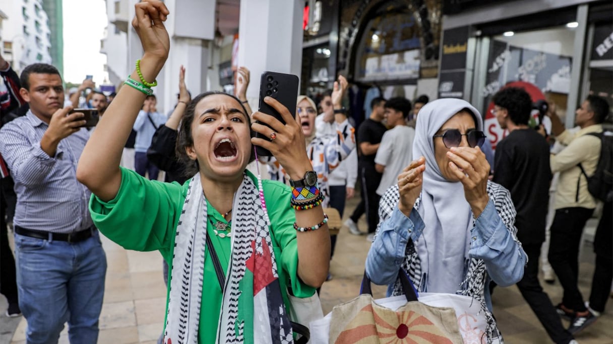 Lors du sit-in de jeunes de la génération Z, samedi 27 septembre 2025 à Rabat.