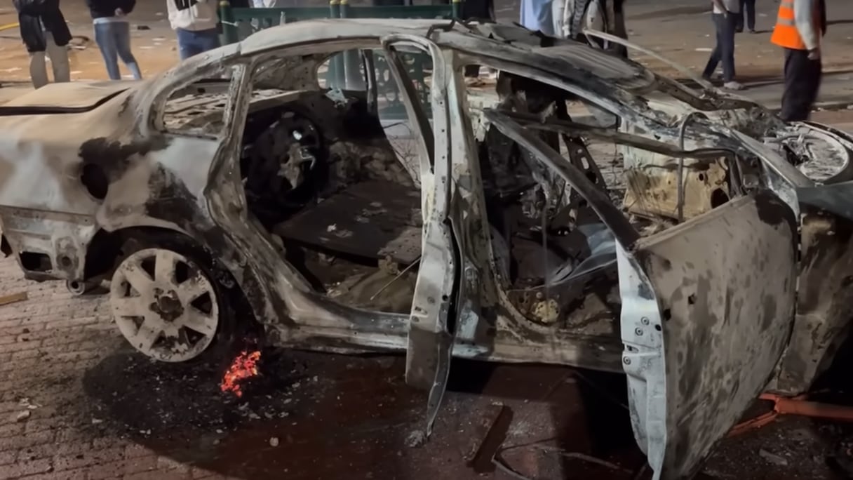 Une partie des dégâts enregistrés à Inzegane après les émeutes du mardi 30 octobre 2025. Capture d'écran.