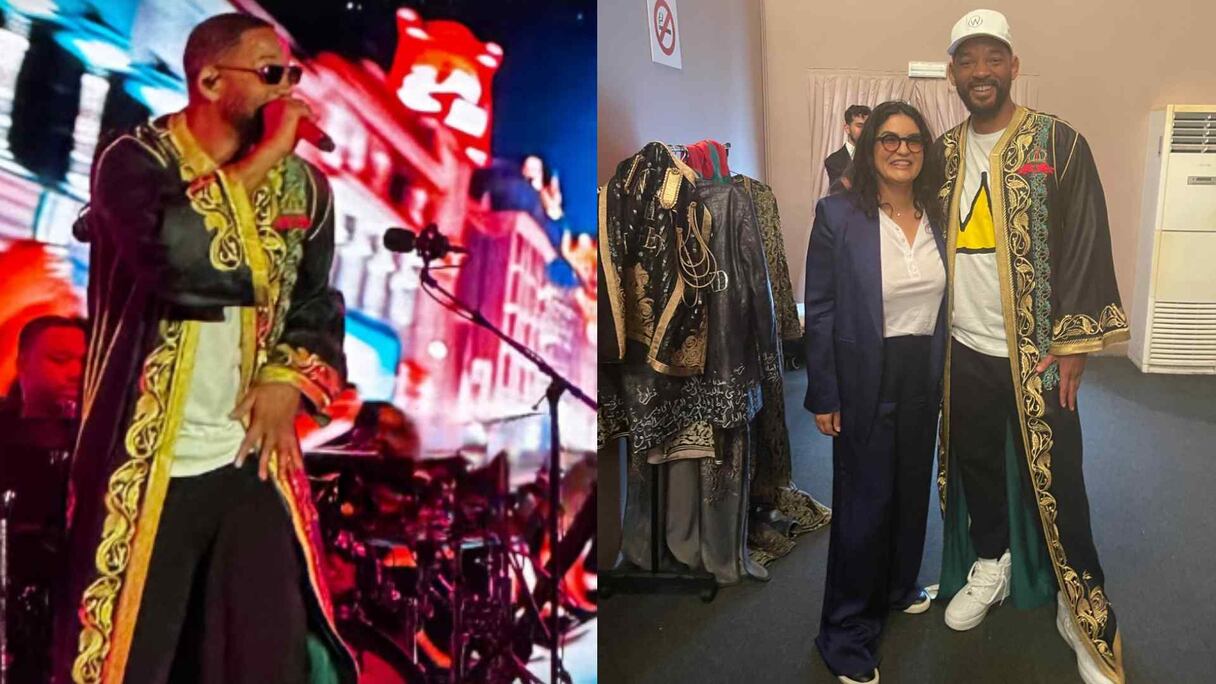 ويل سميث مرتديا السلهام المغربي في مهرجان موازين 2025