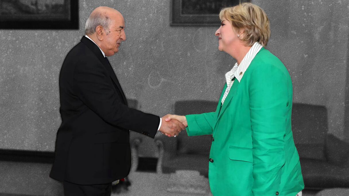 L’ambassadrice des États-Unis d’Amérique en Algérie, Elizabeth Moore Aubin, avec el président algérien Abdelmadjid Tebboune, en juin 2024 à Alger.