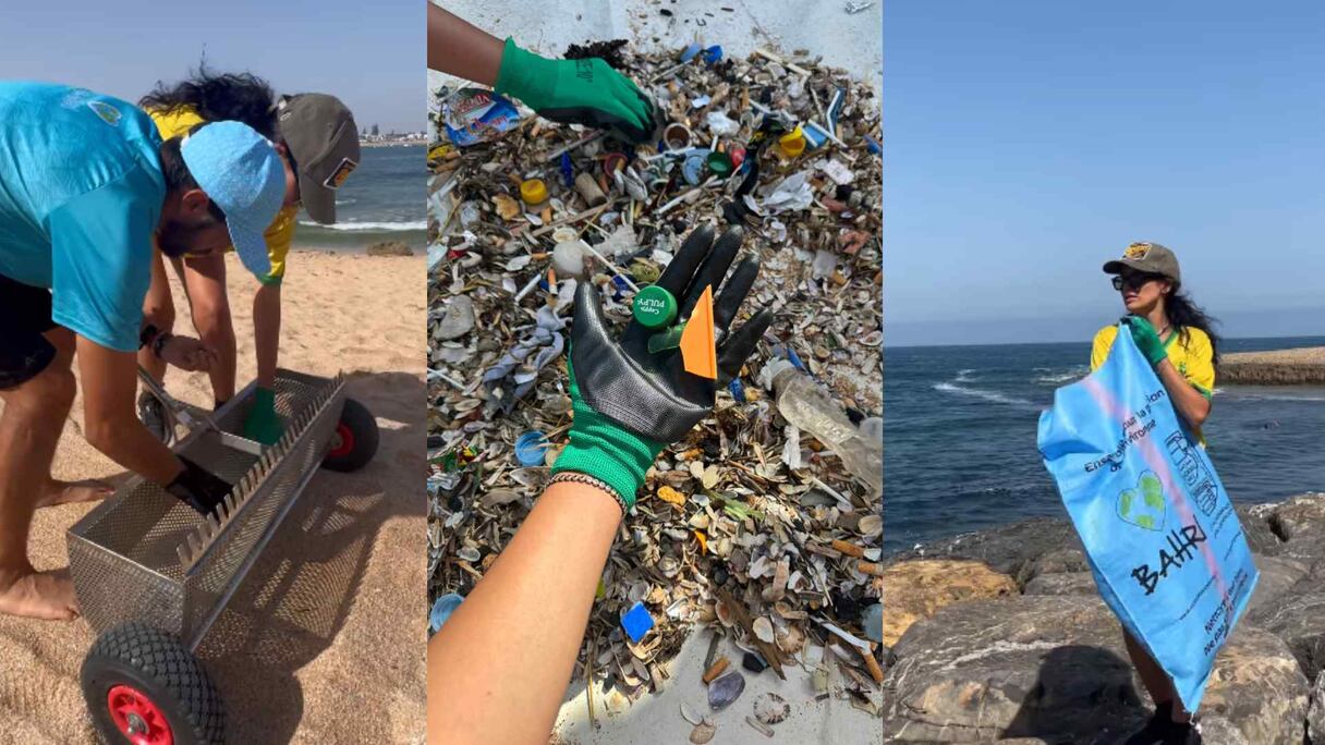 صوفيا المريخ تشارك في حملة بيئية لتنظيف شاطئ بوزنيقة