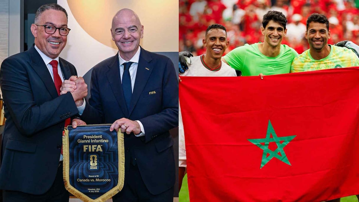 بعض لاعبي المنتخب المغربي، جياني إنفانتينو وفوزي لقجع