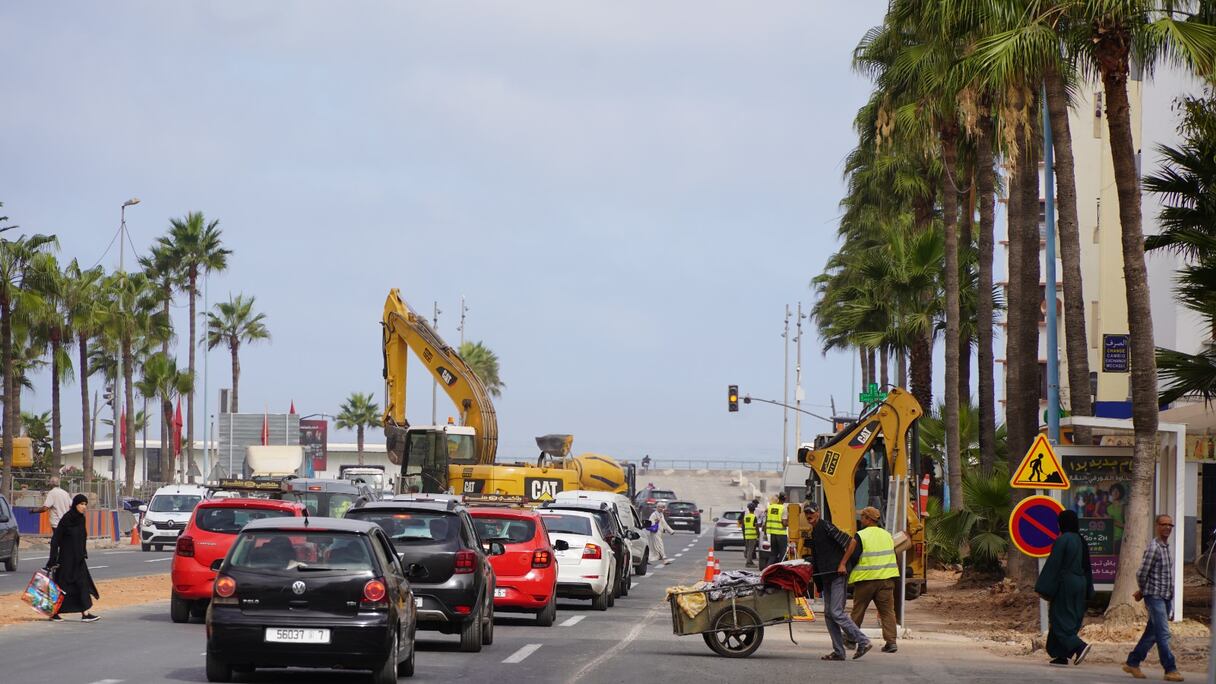 أشغال تهيئة شارع الزرقطوني (عادل كدروز / Le360)