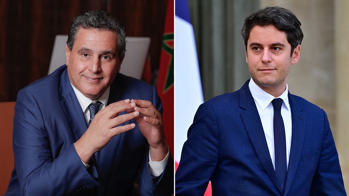 Aziz Akhannouch et Gabriel Attal, chef du gouvernement français.