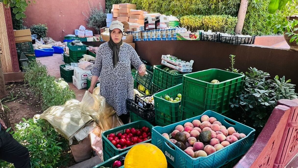 L'aide alimentaire aux victimes du séisme s'organise au sein de la Fondation Eve Branson, à Asni.
