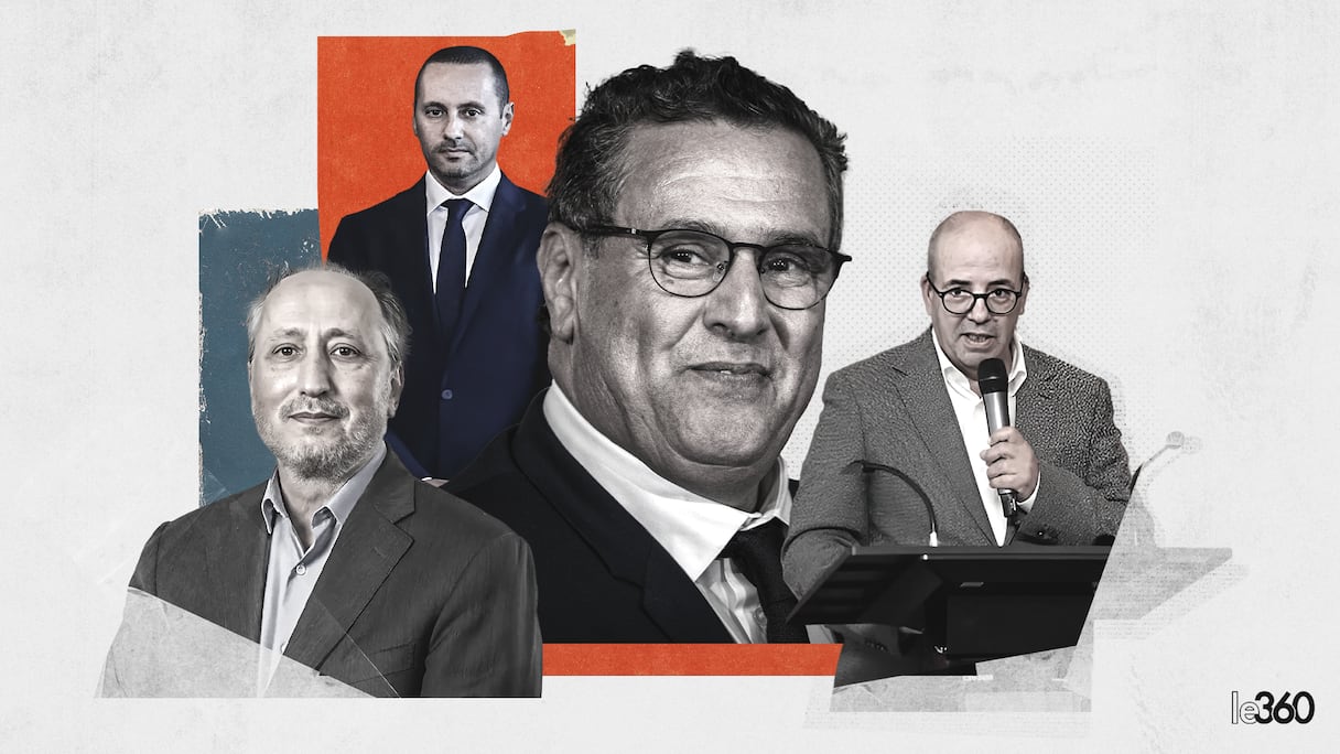 De gauche à droite: Mohamed Saad Berrada, Amine Tahraoui, Aziz Akhannouch et Ahmed Bouari. (W. Belfkih/Le360).