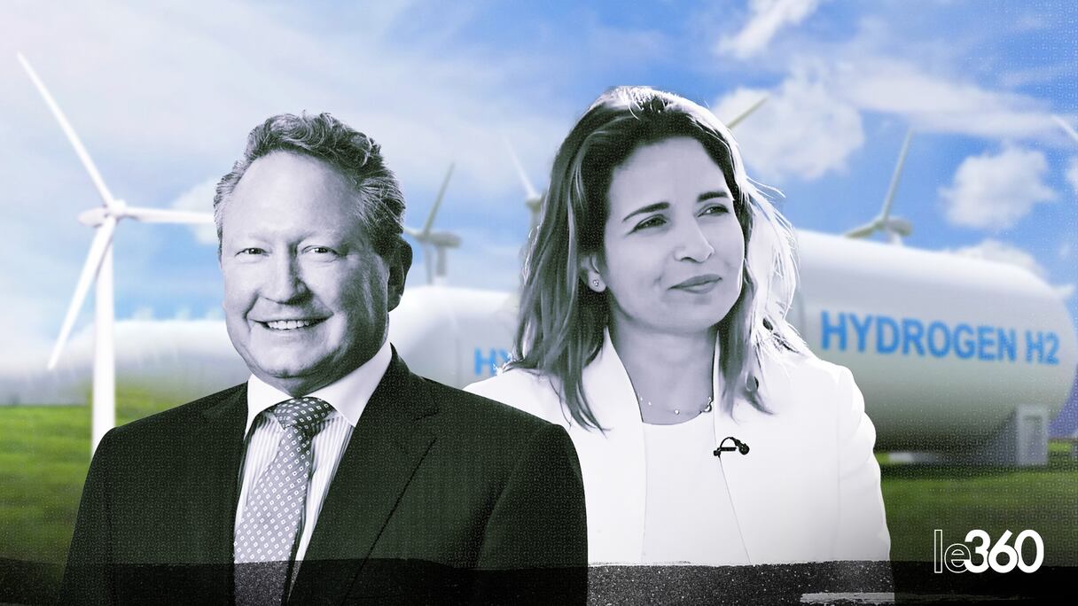 Le milliardaire australien Andrew Forrest et la ministre de la Transition énergétique, Leila Benali. (Y. El Harrak/Le360).