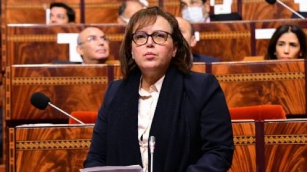 عواطف حيار وزيرة التضامن والإدماج الاجتماعي والأسرة خلال جلسة بمجلس النواب