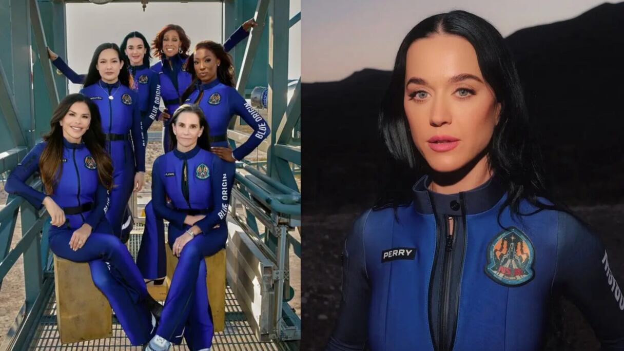 كاتي بيري وخمس نساء أخريات، بينهن لورين سانشيز، خطيبة بيزوس