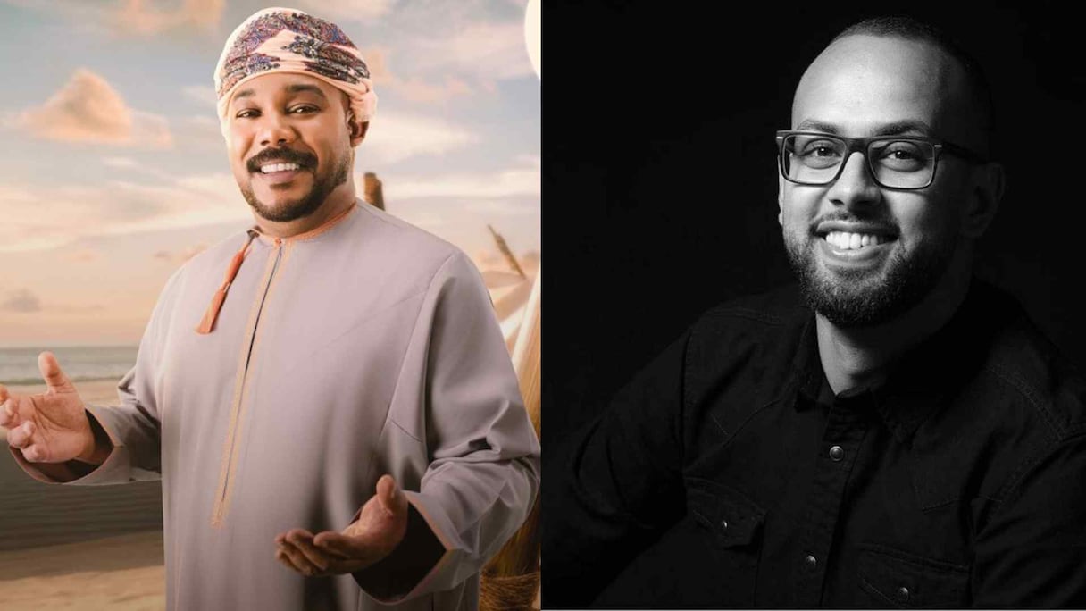 المخرج المغربي عبد الرفيع العبديوي والفنان العماني مؤيد حبراص