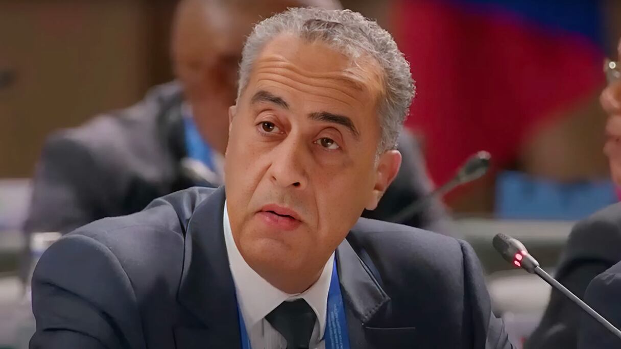 Le patron du pôle DGSN-DGST, Abdellatif Hammouchi, lors de son discours à la 13e réunion internationale des responsables de la sécurité et du renseignement (27-29 mai 2025) à Moscou.