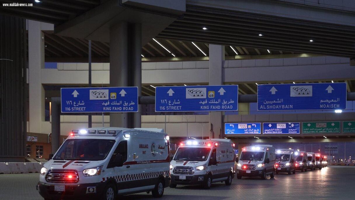 صورة لسيارات إسعاف تابعة للهلال الأحمر السعودي (أرشيف)