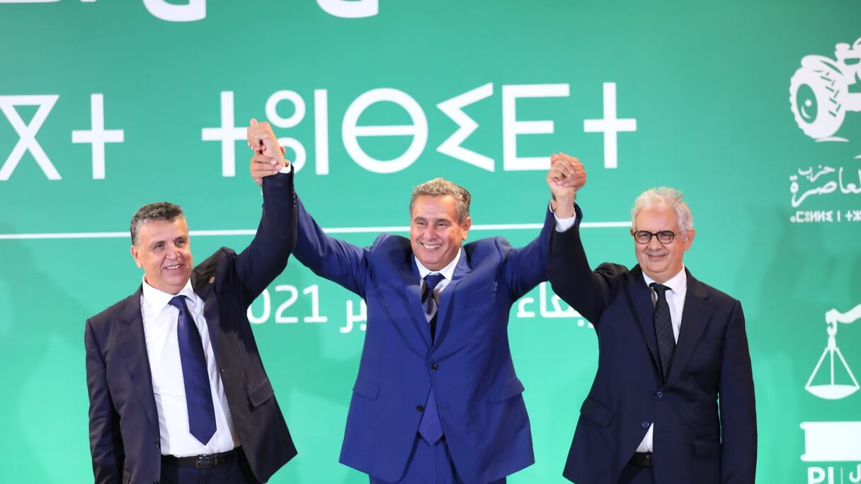 زعماء التحالف الحكومي: أخنوش ووهبي وبركة