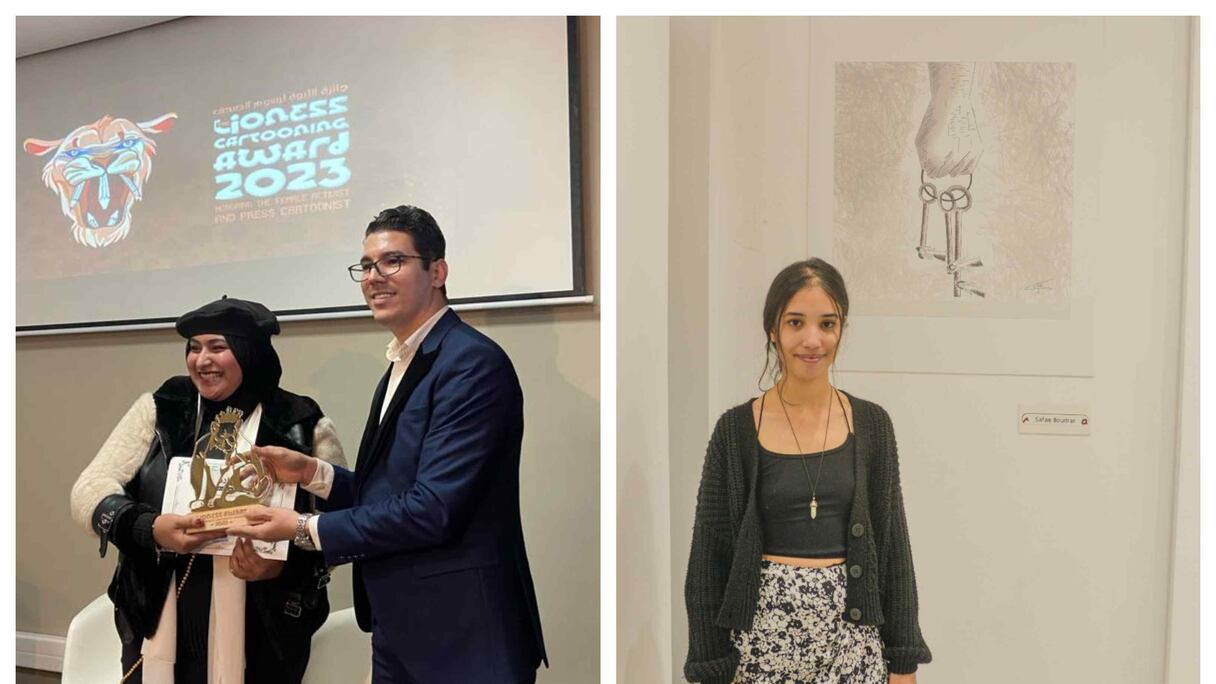 الفائزتين في مسابقة "اللبؤة لرسوم الصحف والكاريكاتير 2023"