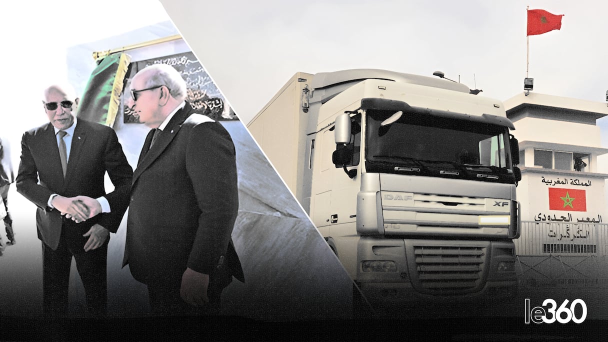 Lors du lancement de la construction de la route Tindouf-Zouerate le 22 février 2024. En Face, le passage d'El Guerguarate au Maroc.