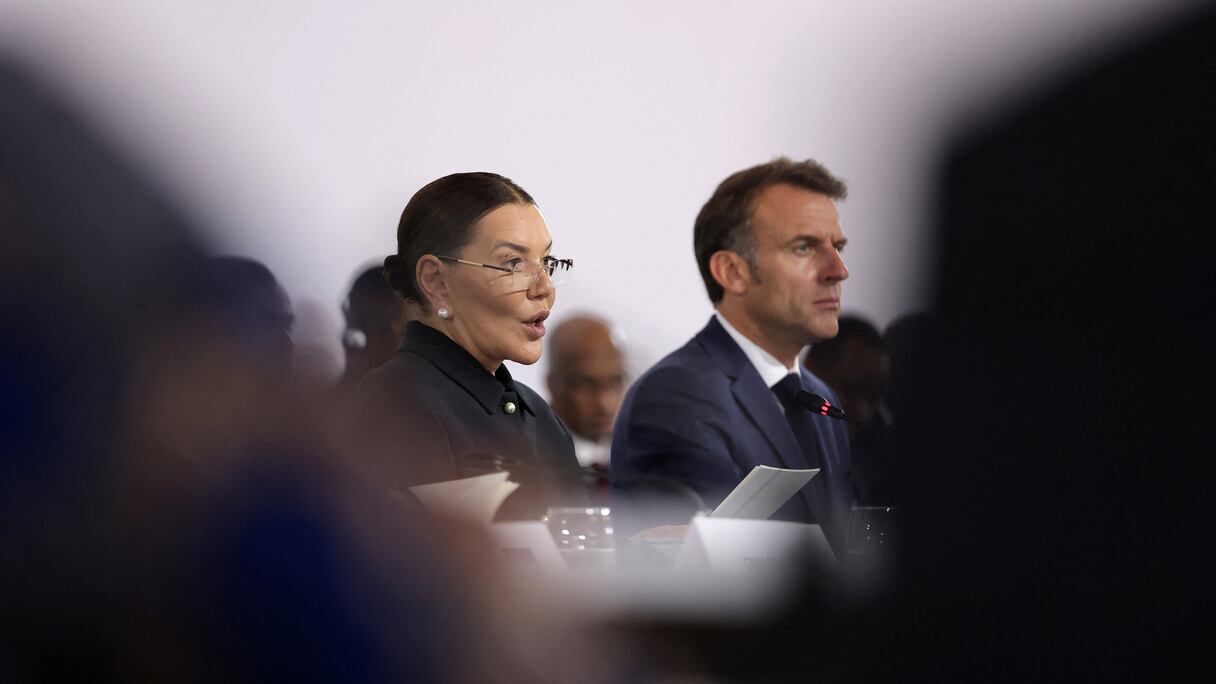 La princesse Lalla Hasnaa donnant lecture du message royal, lundi 9 juin 2025, à l'ouverture du sommet «L’Afrique pour l’Océan».