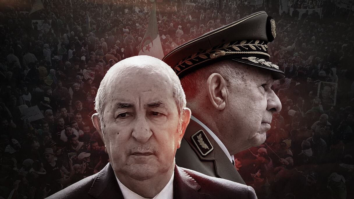 Au centre, le président algérien Abdelmadjid Tebboune et Saïd Chengriha, le chef de l'armée.