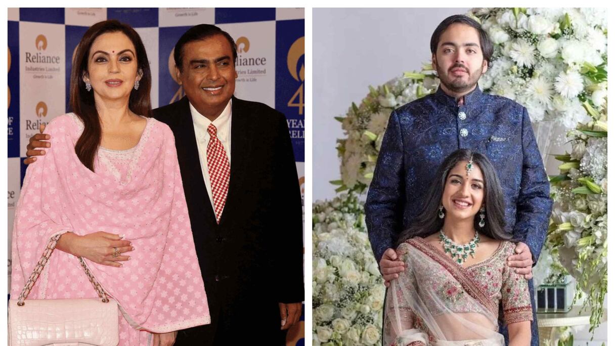 موكيش أمباني/ نجله مع زوجته