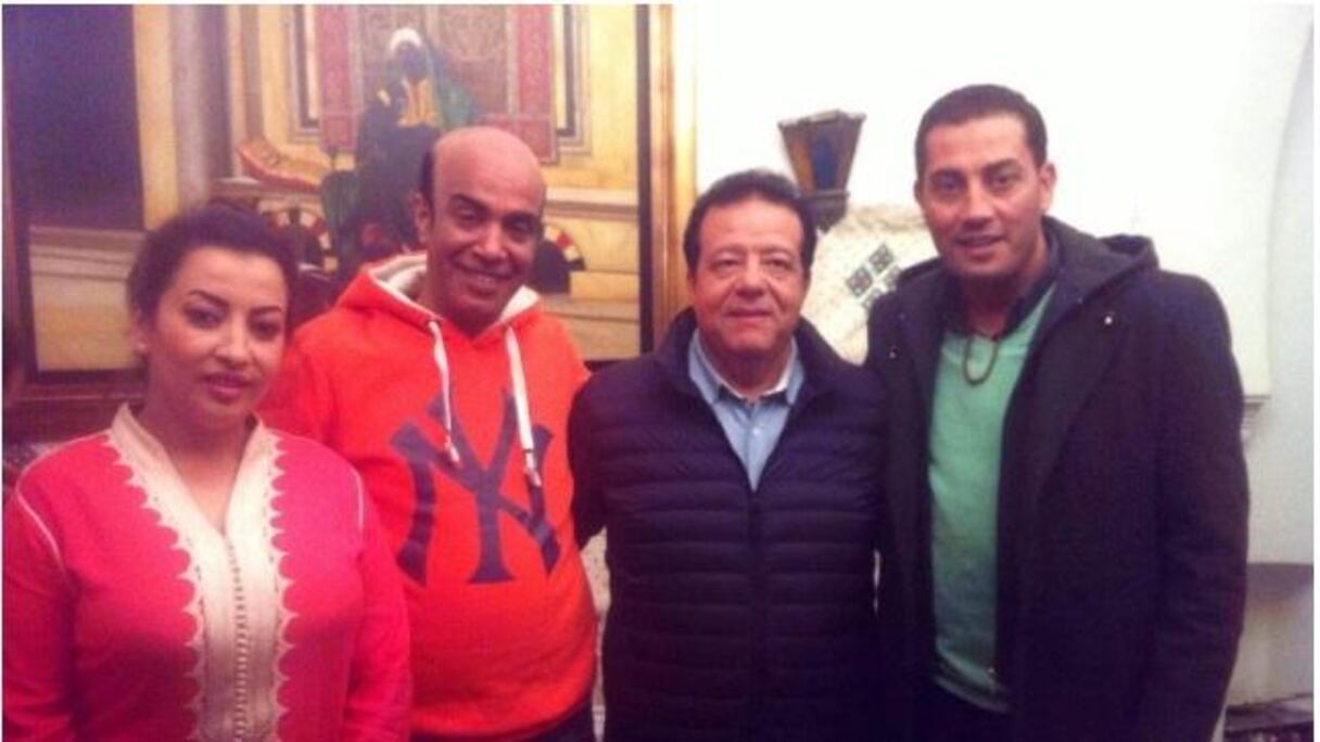 من اليمين إلى اليسار يوسف الجندي والممثل المصري سليمان عيد والممثلة المغربية إلهام واعزيز
