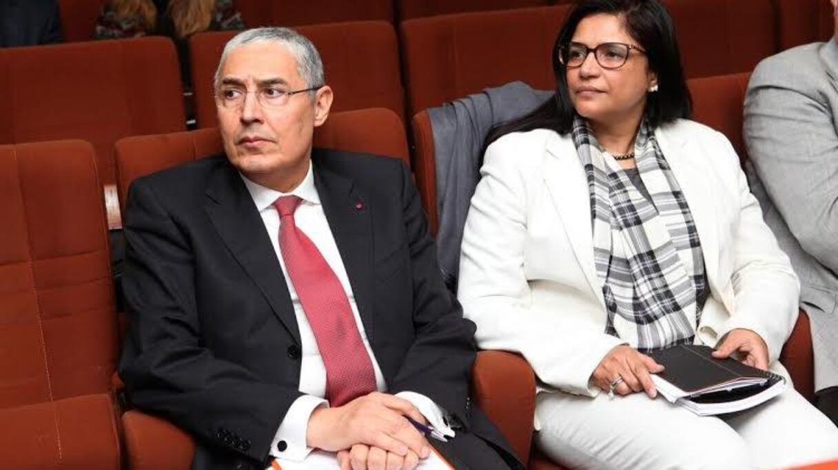 محمد الكتاني الرئيس المدير العام لمجموعة التجاري وفا بنك وزهرة معفيري المديرة العامة لـ"مغرب تصدير"
