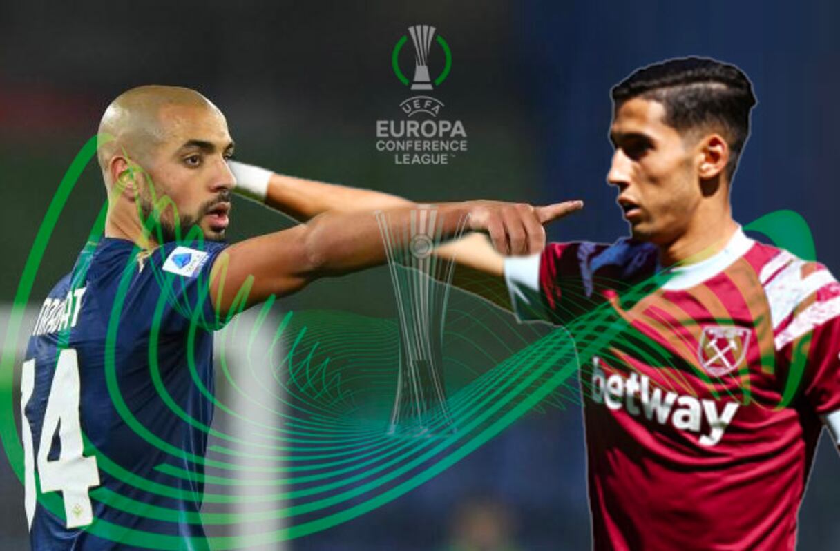 صورة مركبة . نايف أكرد وسفيان أمرابط يتواجهان في نهائي دوري المؤتمر الأوروبي