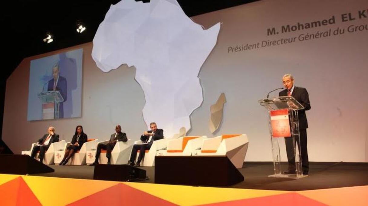 محمد الكتاني الرئيس المدير العام لمجموعة "التجاري وفا بنك"، يلقي كلمته في حضرة، مولاي حفيظ العلمي وزير الصناعة والتجارة والاستثمار والاقتصاد الرقمي

