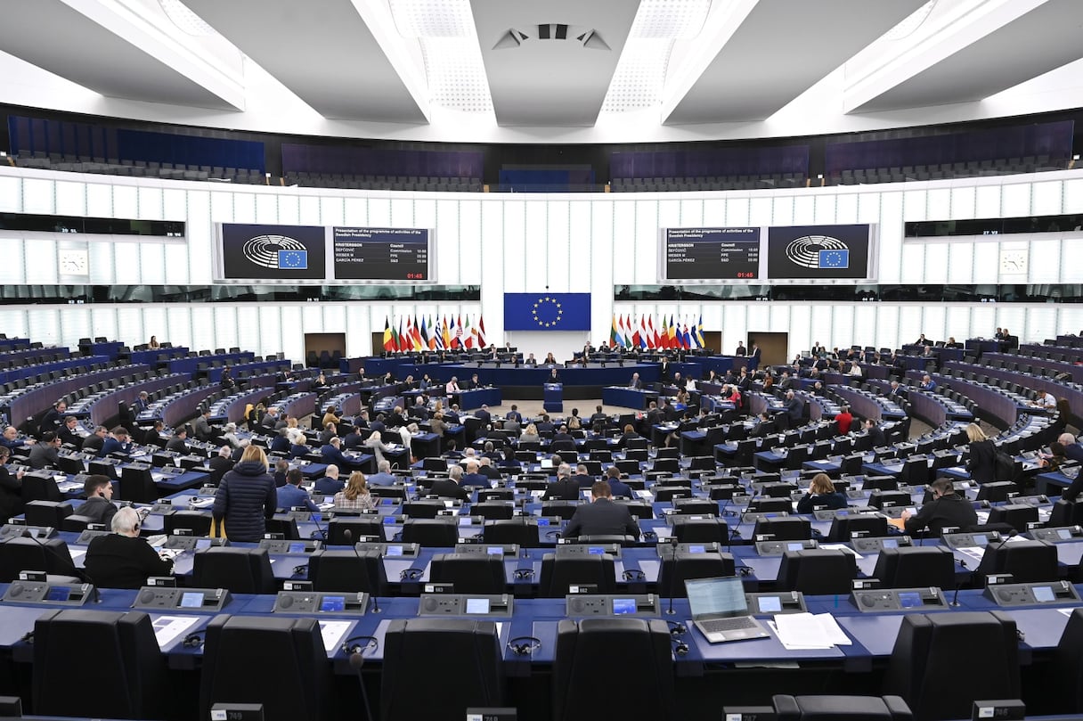 Lors d'une session de travail du Parlement européen, le 17 janvier 2023 à Strasbourg.