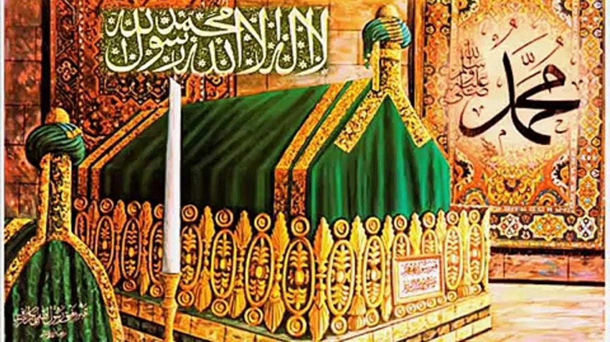صورة لقبر النبي محمد (ص) بشرق المسجد النبوي في المدينة المنورة
