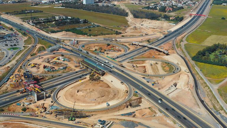 تقدم أشغال تشييد مفترق طرق من 3 مستويات بمدخل الدار البيضاء (سيدي معروف)