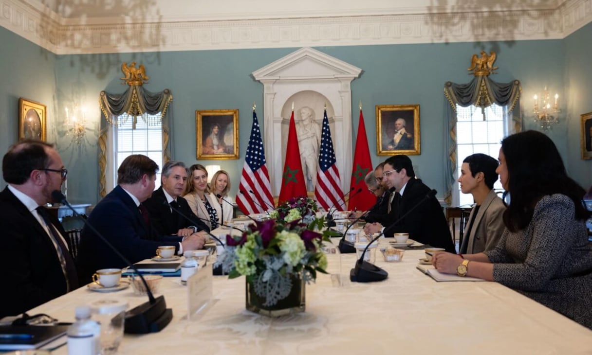 Lors de la rencontre, le 20 mars 2023 à Washington, entre les chefs de la diplomatie marocaine et américaine, Nasser Bourita et Antony Blinken.